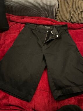 Men's Black Flat-Front Shorts with Classic Waistband